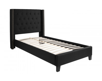 BLNK Riverdale Tufted Upholstered Platform Bed - Black, Twin Size