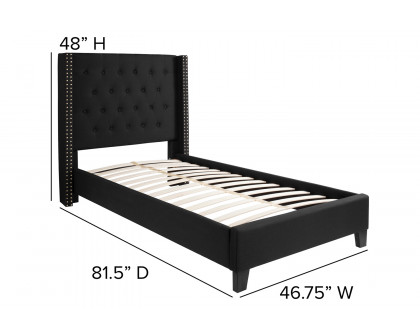 BLNK Riverdale Tufted Upholstered Platform Bed - Black, Twin Size