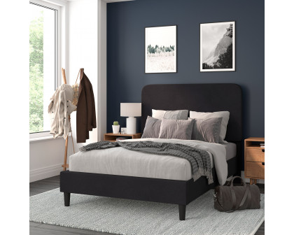 BLNK - Addison Upholstered Platform Bed with Rounded Edges Headboard