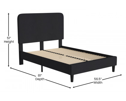 BLNK Addison Upholstered Platform Bed with Rounded Edges Headboard - Charcoal, Full Size