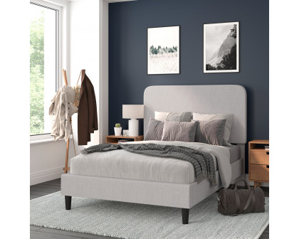 BLNK - Addison Upholstered Platform Bed with Rounded Edges Headboard