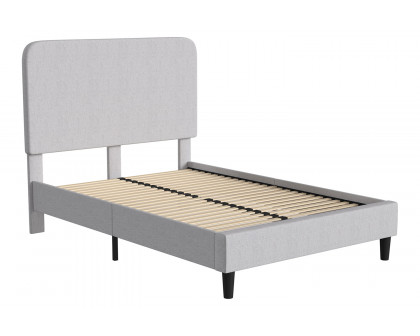 BLNK Addison Upholstered Platform Bed with Rounded Edges Headboard - Light Gray, Full Size