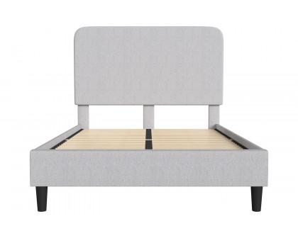 BLNK Addison Upholstered Platform Bed with Rounded Edges Headboard - Light Gray, Full Size