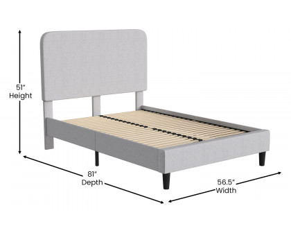 BLNK Addison Upholstered Platform Bed with Rounded Edges Headboard - Light Gray, Full Size