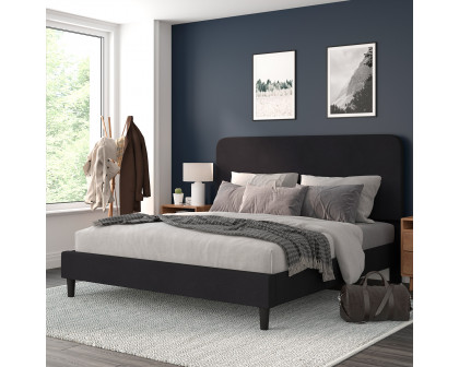 BLNK - Addison Upholstered Platform Bed with Rounded Edges Headboard