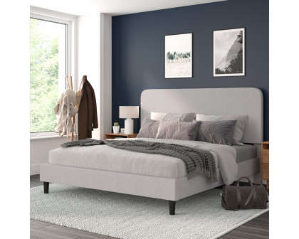 BLNK - Addison Upholstered Platform Bed with Rounded Edges Headboard