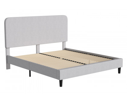 BLNK Addison Upholstered Platform Bed with Rounded Edges Headboard - Light Gray, King Size