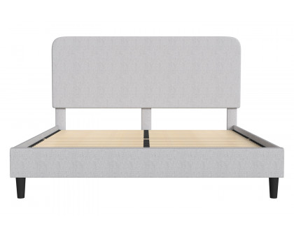 BLNK Addison Upholstered Platform Bed with Rounded Edges Headboard - Light Gray, King Size