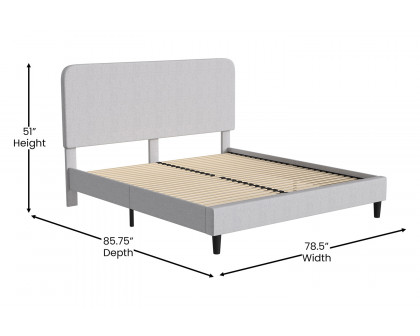 BLNK Addison Upholstered Platform Bed with Rounded Edges Headboard - Light Gray, King Size