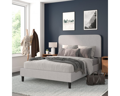 BLNK - Addison Upholstered Platform Bed with Rounded Edges Headboard