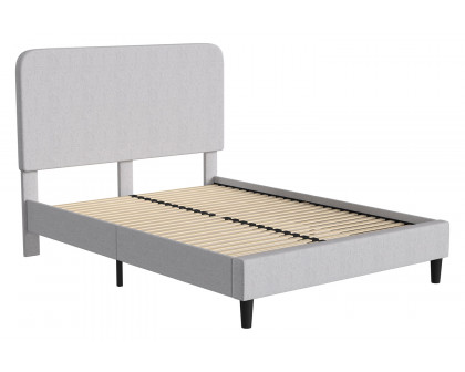 BLNK Addison Upholstered Platform Bed with Rounded Edges Headboard - Light Gray, Queen Size