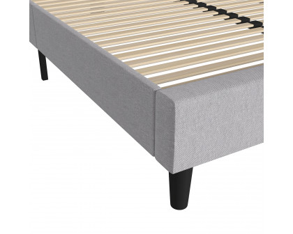 BLNK Addison Upholstered Platform Bed with Rounded Edges Headboard - Light Gray, Queen Size