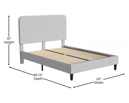 BLNK Addison Upholstered Platform Bed with Rounded Edges Headboard - Light Gray, Queen Size