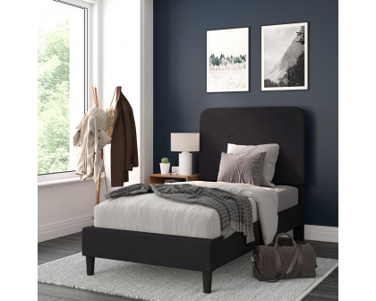 BLNK - Addison Upholstered Platform Bed with Rounded Edges Headboard