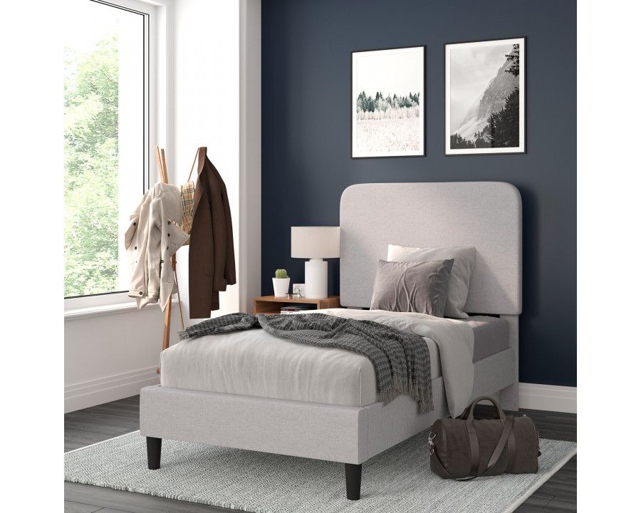 BLNK - Addison Upholstered Platform Bed with Rounded Edges Headboard