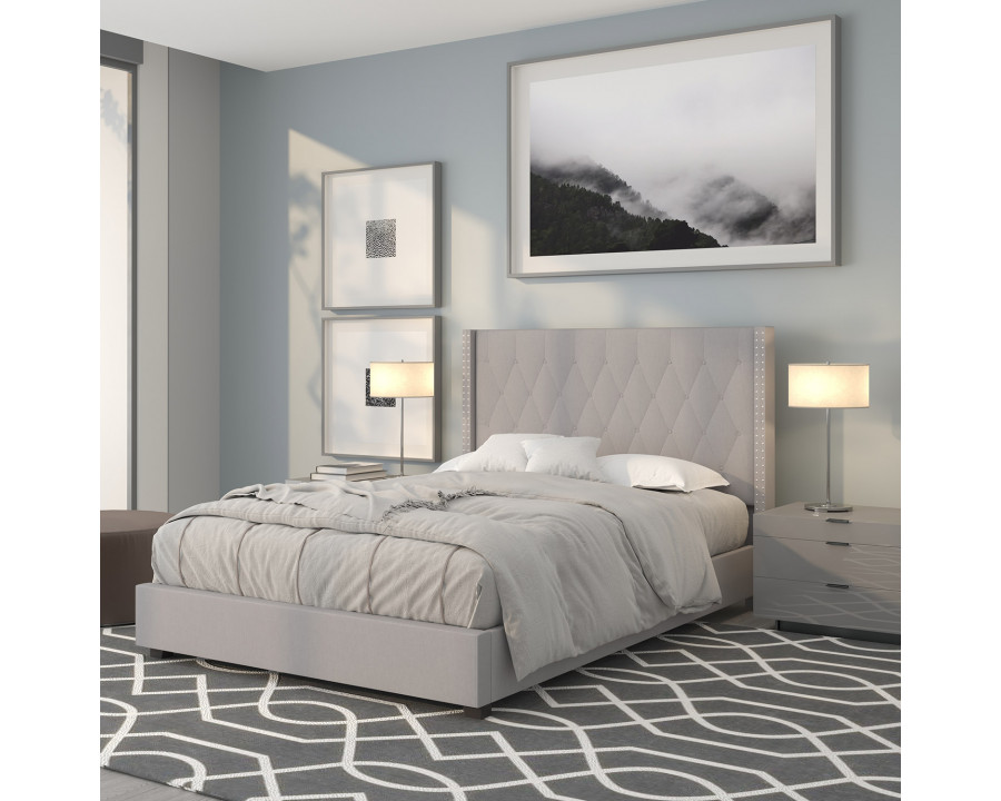 BLNK Riverdale Tufted Upholstered Platform Bed - Light Gray, Full Size