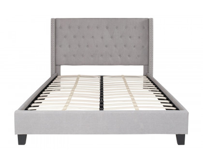 BLNK Riverdale Tufted Upholstered Platform Bed - Light Gray, Queen Size