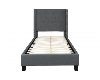 BLNK Riverdale Tufted Upholstered Platform Bed - Dark Gray, Twin Size