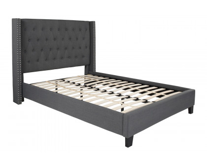 BLNK Riverdale Tufted Upholstered Platform Bed - Dark Gray, Full Size