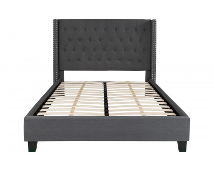 BLNK Riverdale Tufted Upholstered Platform Bed - Dark Gray, Full Size