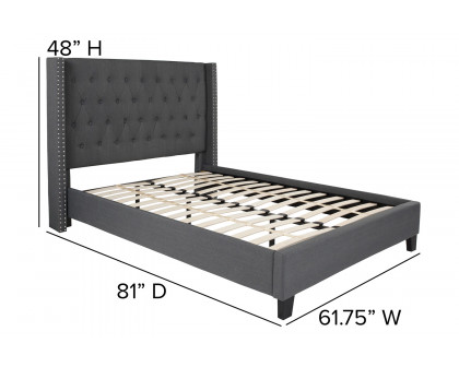 BLNK Riverdale Tufted Upholstered Platform Bed - Dark Gray, Full Size