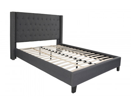 BLNK Riverdale Tufted Upholstered Platform Bed - Dark Gray, Queen Size