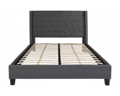 BLNK Riverdale Tufted Upholstered Platform Bed - Dark Gray, Queen Size