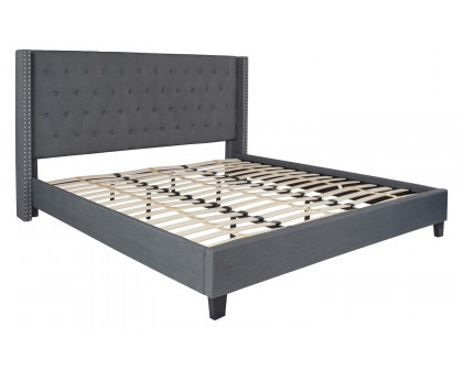 BLNK Riverdale Tufted Upholstered Platform Bed - Dark Gray, King Size