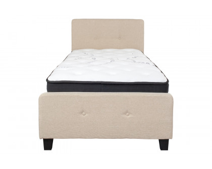 BLNK Tribeca Tufted Upholstered Platform Bed with Pocket Spring Mattress - Beige, Twin Size