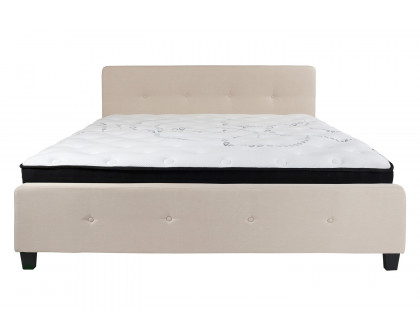 BLNK Tribeca Tufted Upholstered Platform Bed with Pocket Spring Mattress - Beige, King Size