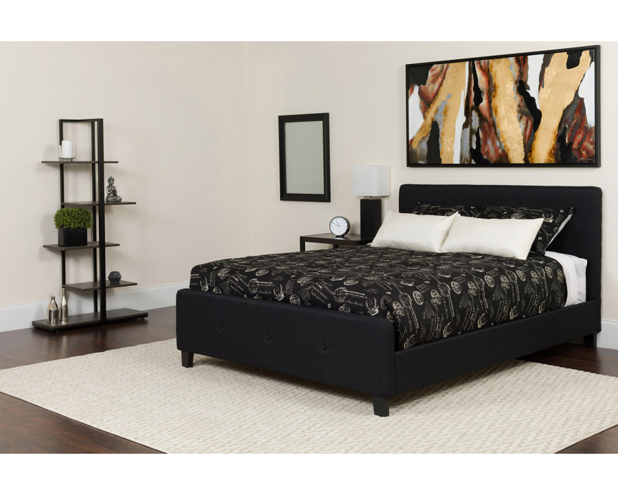 BLNK Tribeca Tufted Upholstered Platform Bed with Pocket Spring Mattress - Black, Twin Size