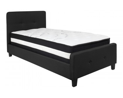 BLNK Tribeca Tufted Upholstered Platform Bed with Pocket Spring Mattress - Black, Twin Size