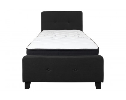 BLNK Tribeca Tufted Upholstered Platform Bed with Pocket Spring Mattress - Black, Twin Size