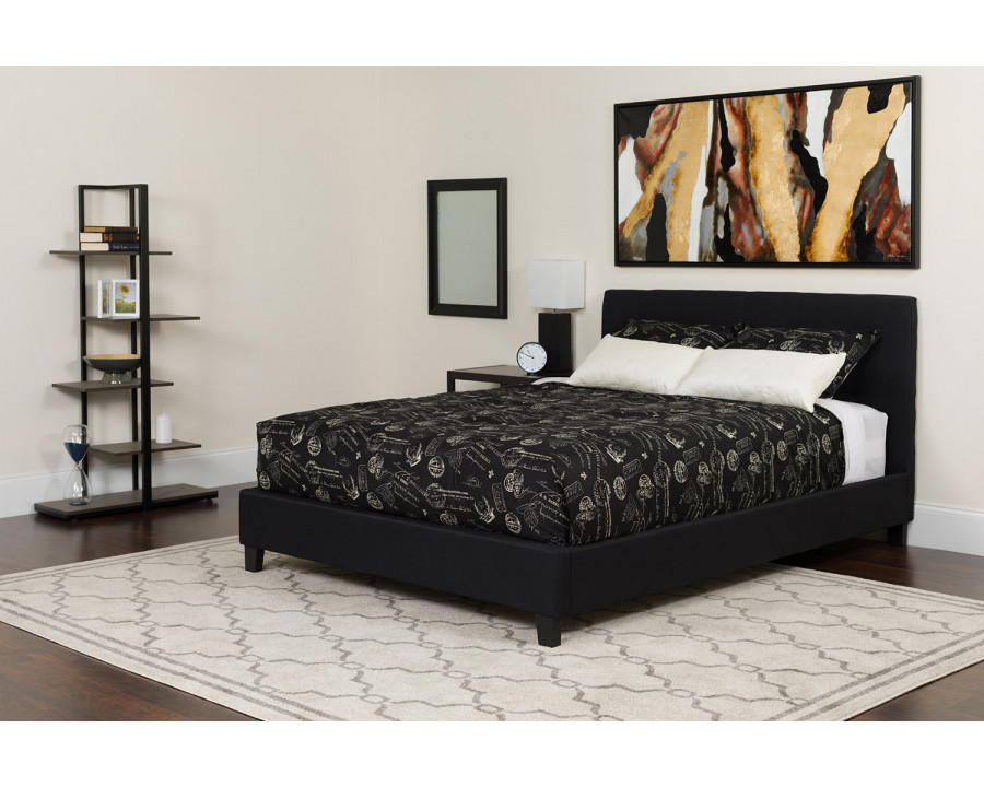 BLNK Tribeca Tufted Upholstered Platform Bed with Pocket Spring Mattress - Black, Full Size