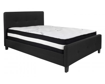 BLNK Tribeca Tufted Upholstered Platform Bed with Pocket Spring Mattress - Black, Full Size