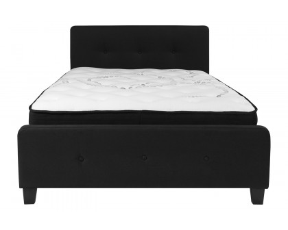 BLNK Tribeca Tufted Upholstered Platform Bed with Pocket Spring Mattress - Black, Full Size