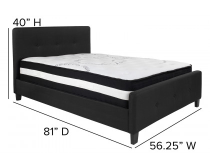 BLNK Tribeca Tufted Upholstered Platform Bed with Pocket Spring Mattress - Black, Full Size