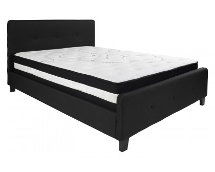 BLNK Tribeca Tufted Upholstered Platform Bed with Pocket Spring Mattress - Black, Queen Size