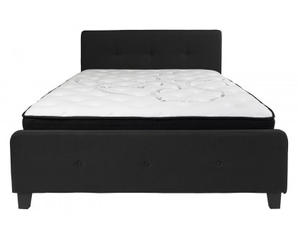 BLNK Tribeca Tufted Upholstered Platform Bed with Pocket Spring Mattress - Black, Queen Size