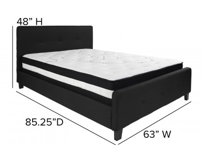 BLNK Tribeca Tufted Upholstered Platform Bed with Pocket Spring Mattress - Black, Queen Size