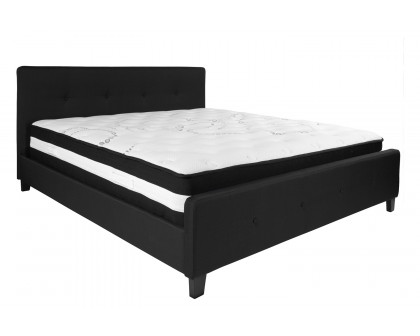 BLNK Tribeca Tufted Upholstered Platform Bed with Pocket Spring Mattress - Black, King Size