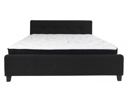 BLNK Tribeca Tufted Upholstered Platform Bed with Pocket Spring Mattress - Black, King Size