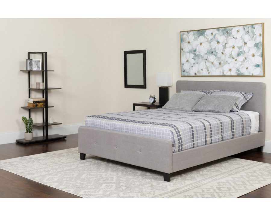 BLNK Tribeca Tufted Upholstered Platform Bed with Pocket Spring Mattress - Light Gray, Twin Size