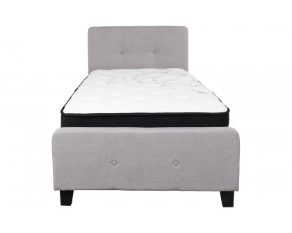 BLNK Tribeca Tufted Upholstered Platform Bed with Pocket Spring Mattress - Light Gray, Twin Size