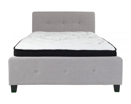 BLNK Tribeca Tufted Upholstered Platform Bed with Pocket Spring Mattress - Light Gray, Full Size