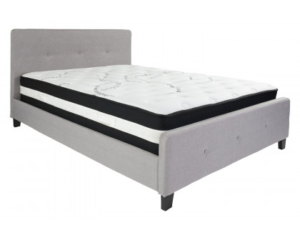 BLNK Tribeca Tufted Upholstered Platform Bed with Pocket Spring Mattress - Light Gray, Queen Size