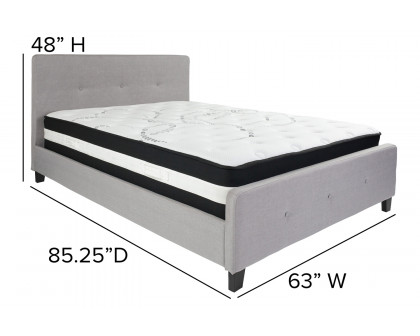 BLNK Tribeca Tufted Upholstered Platform Bed with Pocket Spring Mattress - Light Gray, Queen Size