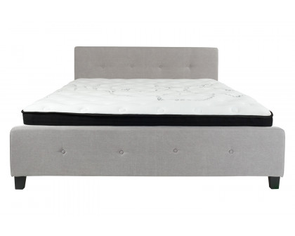 BLNK Tribeca Tufted Upholstered Platform Bed with Pocket Spring Mattress - Light Gray, King Size