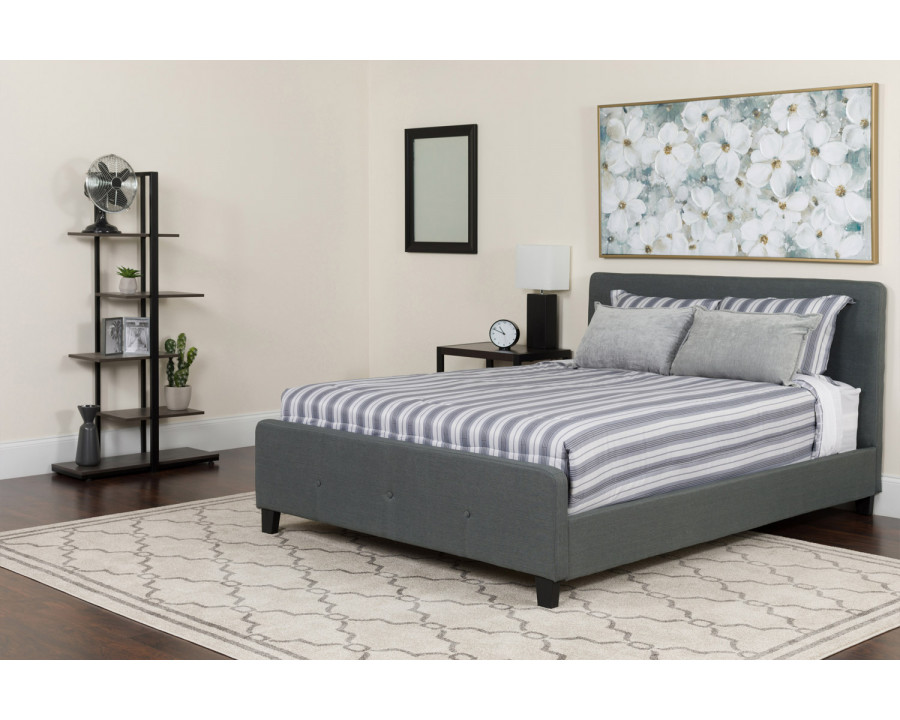 BLNK Tribeca Tufted Upholstered Platform Bed with Pocket Spring Mattress - Dark Gray, Twin Size