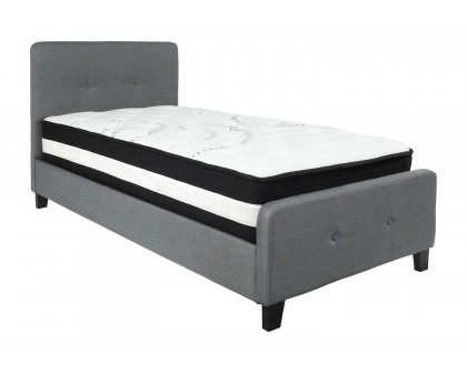 BLNK Tribeca Tufted Upholstered Platform Bed with Pocket Spring Mattress - Dark Gray, Twin Size